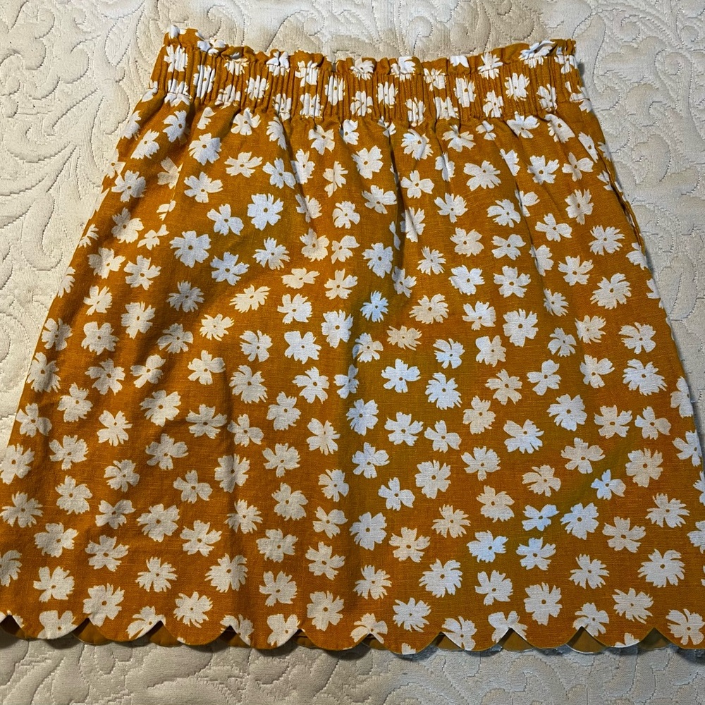 J.Crew scalloped edged linen mini skirt
